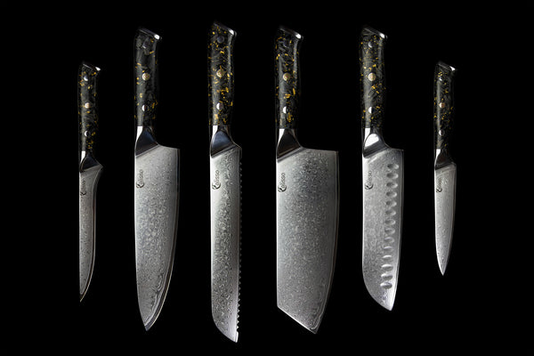 6 Stück Damaszener Stahl Profi Messer